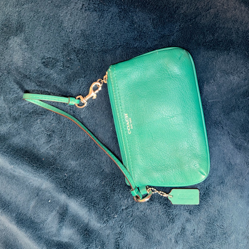 Coach Vibrant Green Leather Wristlet
